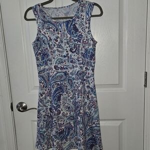 Title Nine Blue and White Paisley Mini Dress